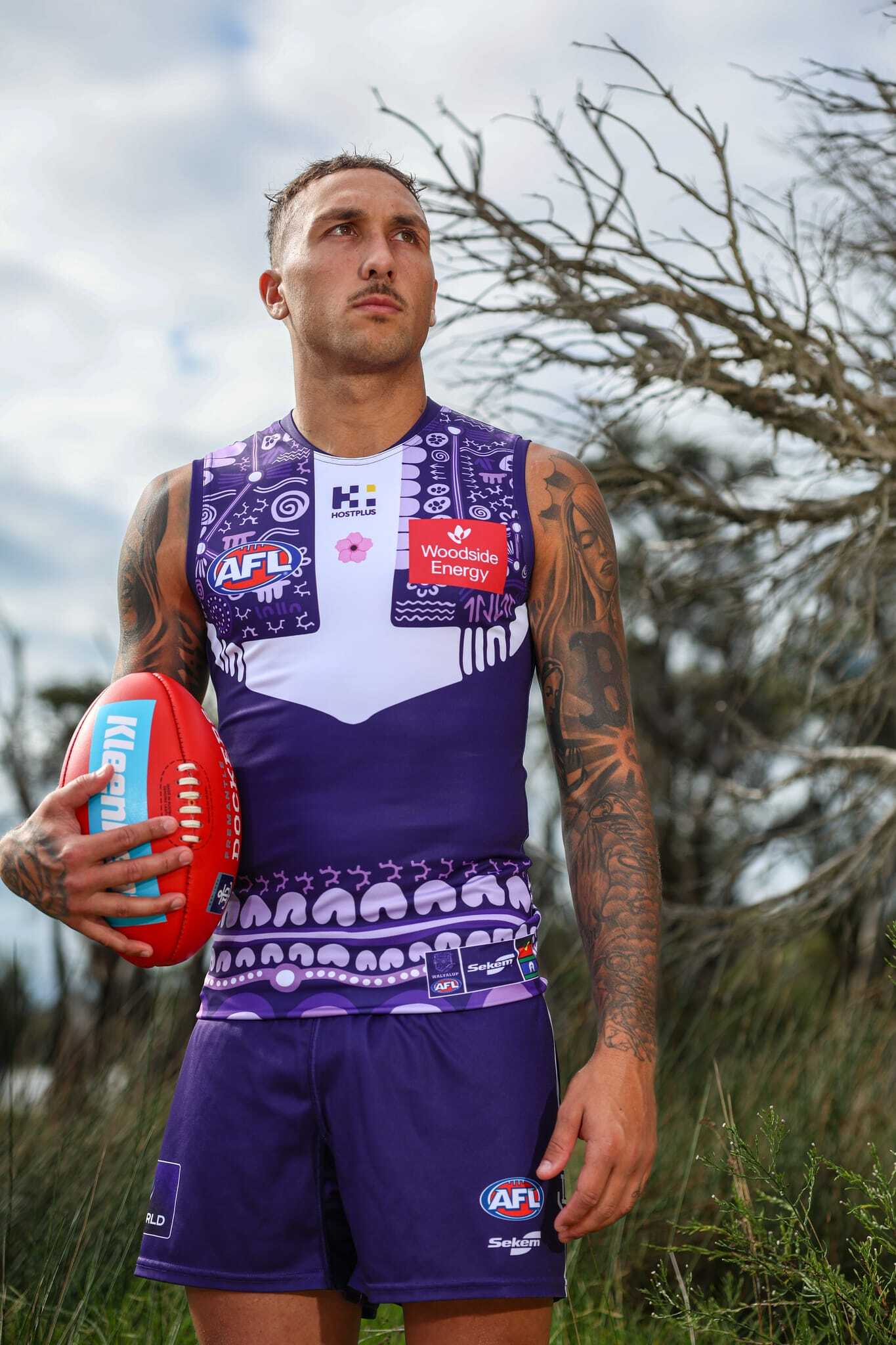Shai Bolton wears Fremantle Dockers Indigenous Jumper